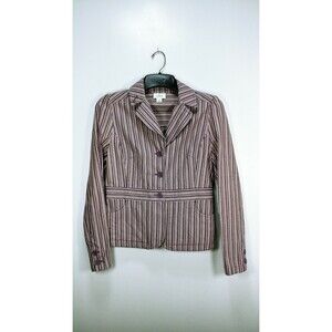 Ann Taylor Loft Blazer Jacket 3 Button striped lilac white versatile Sz 6